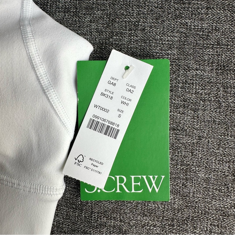 NWT J. Crew CloudStretch High Neck Sports Bra White BK318 Small - Picture 3 of 9